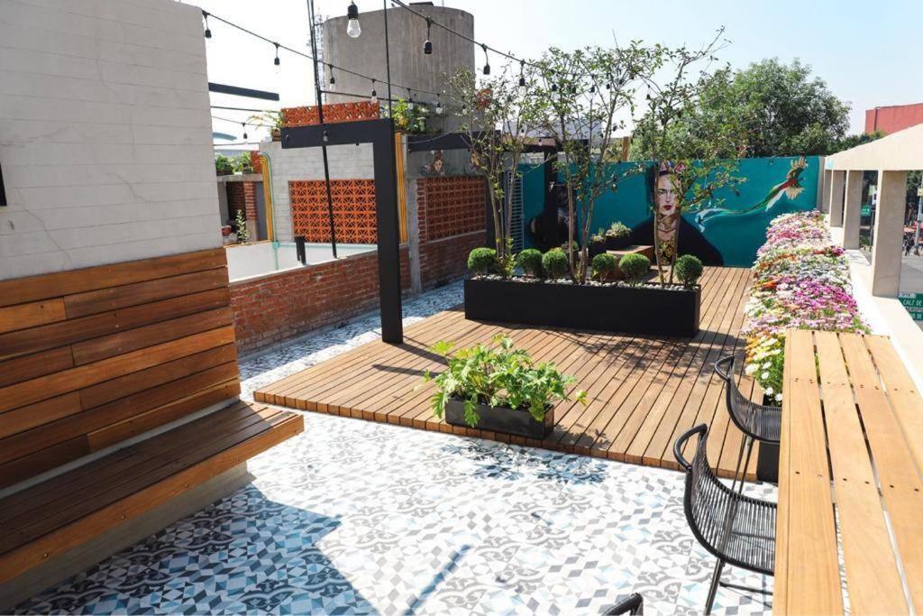 New Mex Inspired Bo-Ho Chic Apartment With Private Patio And Roof Terrace Mexico City Exterior photo