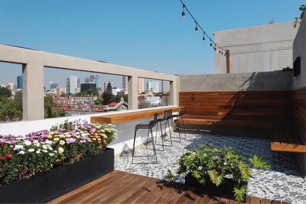 New Mex Inspired Bo-Ho Chic Apartment With Private Patio And Roof Terrace Mexico City Exterior photo